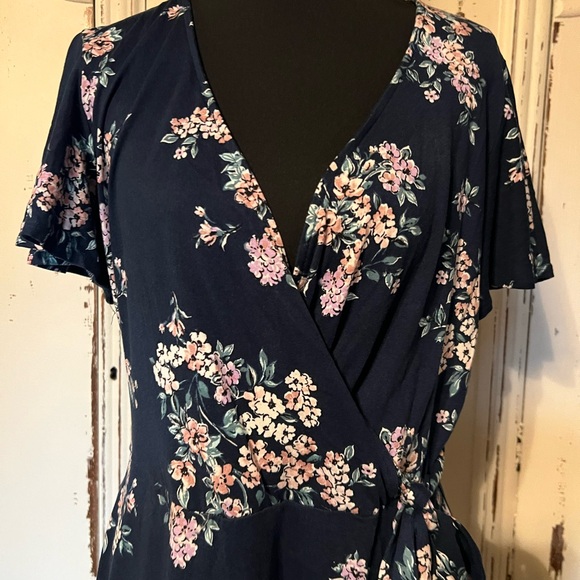 Dark blue  floral print hi low dress xl - Picture 2 of 12